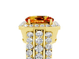 Yellow gold Oval Cut Halo Citrine Ring with Split Shank and Four-Prong Setting_5