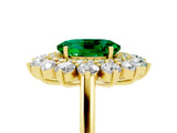 Yellow gold Oval Cut Halo Cluster Diamond Ring with Pave Band and Four-Prong Setting_11