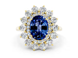 Yellow gold Oval Cut Halo Cluster Diamond Ring with Pave Band and Four-Prong Setting_12