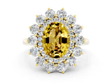 Yellow gold Oval Cut Halo Cluster Diamond Ring with Pave Band and Four-Prong Setting_12