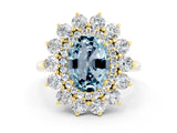 Yellow gold Oval Cut Halo Cluster Diamond Ring with Pave Band and Four-Prong Setting_12