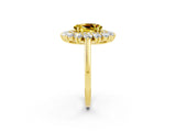 Yellow gold Oval Cut Halo Cluster Diamond Ring with Pave Band and Four-Prong Setting_14