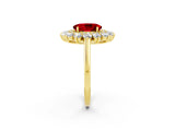 Yellow gold Oval Cut Halo Cluster Diamond Ring with Pave Band and Four-Prong Setting_14