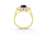 Yellow gold Oval Cut Halo Cluster Diamond Ring with Pave Band and Four-Prong Setting_15