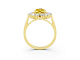 Yellow gold Oval Cut Halo Cluster Diamond Ring with Pave Band and Four-Prong Setting_15