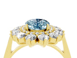 Yellow gold Oval Cut Halo Cluster Diamond Ring with Pave Band and Four-Prong Setting_16