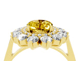 Yellow gold Oval Cut Halo Cluster Diamond Ring with Pave Band and Four-Prong Setting_16