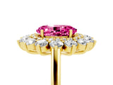 Yellow gold Oval Cut Halo Cluster Diamond Ring with Pave Band and Four-Prong Setting_17
