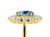Yellow gold Oval Cut Halo Cluster Diamond Ring with Pave Band and Four-Prong Setting_17
