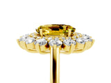 Yellow gold Oval Cut Halo Cluster Diamond Ring with Pave Band and Four-Prong Setting_17
