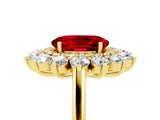 Yellow gold Oval Cut Halo Cluster Diamond Ring with Pave Band and Four-Prong Setting_17