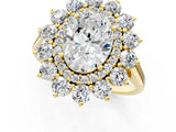 Yellow gold Oval Cut Halo Cluster Diamond Ring with Pave Band and Four-Prong Setting_18
