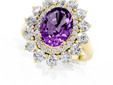 Yellow gold Oval Cut Halo Cluster Diamond Ring with Pave Band and Four-Prong Setting_19