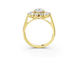 Yellow gold Oval Cut Halo Cluster Diamond Ring with Pave Band and Four-Prong Setting_20