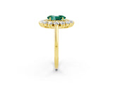 Yellow gold Oval Cut Halo Cluster Diamond Ring with Pave Band and Four-Prong Setting_20
