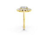 Yellow gold Oval Cut Halo Cluster Diamond Ring with Pave Band and Four-Prong Setting_20