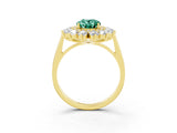 Yellow gold Oval Cut Halo Cluster Diamond Ring with Pave Band and Four-Prong Setting_21