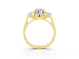 Yellow gold Oval Cut Halo Cluster Diamond Ring with Pave Band and Four-Prong Setting_21