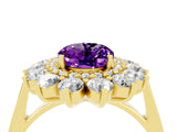 Yellow gold Oval Cut Halo Cluster Diamond Ring with Pave Band and Four-Prong Setting_22