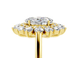 Yellow gold Oval Cut Halo Cluster Diamond Ring with Pave Band and Four-Prong Setting_23