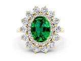 Yellow gold Oval Cut Halo Cluster Diamond Ring with Pave Band and Four-Prong Setting_24