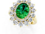 Yellow gold Oval Cut Halo Cluster Diamond Ring with Pave Band and Four-Prong Setting_25