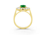 Yellow gold Oval Cut Halo Cluster Diamond Ring with Pave Band and Four-Prong Setting_27