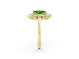 Yellow gold Oval Cut Halo Cluster Diamond Ring with Pave Band and Four-Prong Setting_2