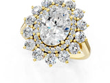 Yellow gold Oval Cut Halo Cluster Diamond Ring with Pave Band and Four-Prong Setting_30