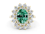 Yellow gold Oval Cut Halo Cluster Diamond Ring with Pave Band and Four-Prong Setting_30