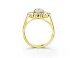 Yellow gold Oval Cut Halo Cluster Diamond Ring with Pave Band and Four-Prong Setting_32