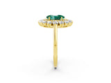 Yellow gold Oval Cut Halo Cluster Diamond Ring with Pave Band and Four-Prong Setting_32