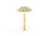 Yellow gold Oval Cut Halo Cluster Diamond Ring with Pave Band and Four-Prong Setting_32