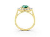 Yellow gold Oval Cut Halo Cluster Diamond Ring with Pave Band and Four-Prong Setting_33