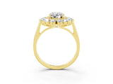 Yellow gold Oval Cut Halo Cluster Diamond Ring with Pave Band and Four-Prong Setting_33