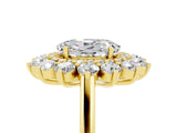 Yellow gold Oval Cut Halo Cluster Diamond Ring with Pave Band and Four-Prong Setting_35
