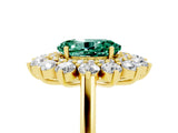 Yellow gold Oval Cut Halo Cluster Diamond Ring with Pave Band and Four-Prong Setting_35