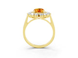 Yellow gold Oval Cut Halo Cluster Diamond Ring with Pave Band and Four-Prong Setting_3
