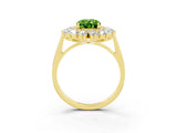 Yellow gold Oval Cut Halo Cluster Diamond Ring with Pave Band and Four-Prong Setting_3