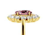 Yellow gold Oval Cut Halo Cluster Diamond Ring with Pave Band and Four-Prong Setting_5