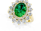 Yellow gold Oval Cut Halo Cluster Diamond Ring with Pave Band and Four-Prong Setting_7