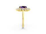 Yellow gold Oval Cut Halo Cluster Diamond Ring with Pave Band and Four-Prong Setting_8
