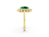 Yellow gold Oval Cut Halo Cluster Diamond Ring with Pave Band and Four-Prong Setting_8