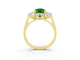 Yellow gold Oval Cut Halo Cluster Diamond Ring with Pave Band and Four-Prong Setting_9