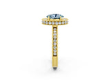 Yellow gold Oval Cut Halo Diamond Engagement Ring with Milgrain Pave Band and Four-Prong Setting_2