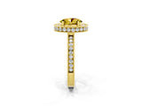 Yellow gold Oval Cut Halo Diamond Engagement Ring with Milgrain Pave Band and Four-Prong Setting_2