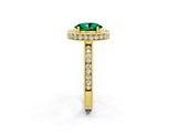Yellow gold Oval Cut Halo Diamond Engagement Ring with Milgrain Pave Band and Four-Prong Setting_2