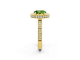 Yellow gold Oval Cut Halo Diamond Engagement Ring with Milgrain Pave Band and Four-Prong Setting_2