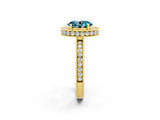 Yellow gold Oval Cut Halo Diamond Engagement Ring with Milgrain Pave Band and Four-Prong Setting_2