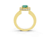 Yellow gold Oval Cut Halo Diamond Engagement Ring with Milgrain Pave Band and Four-Prong Setting_3